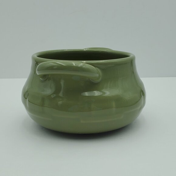 Longaberger Pottery Sage Green Individual Soup Tureen Handled Chili Chowder Bowl - Picture 8 of 8